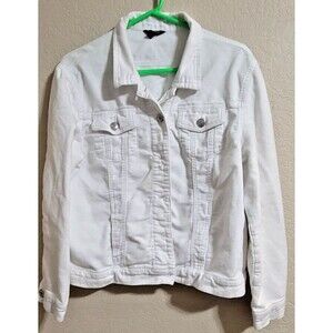 Women’s Buffalo David Bitton Large White Cotton Stretch Jean Jacket Y2K